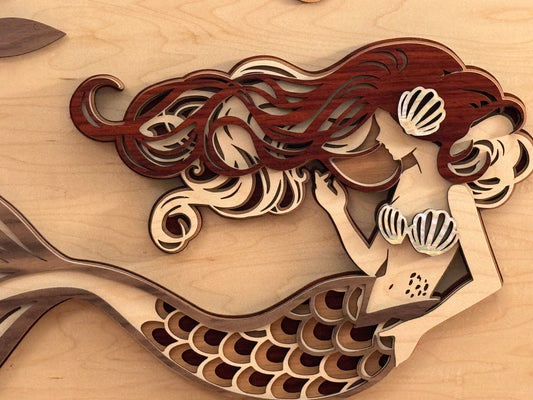 The Sailor’s Muse – Layered Wood & Shell Art