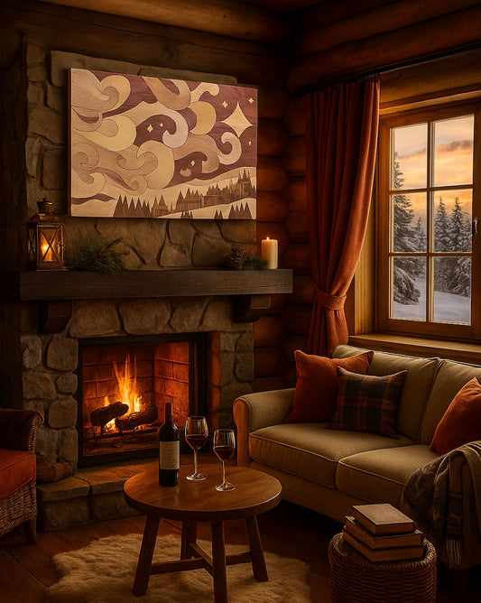 Winter Nacht - Wood Inlay Wall Art