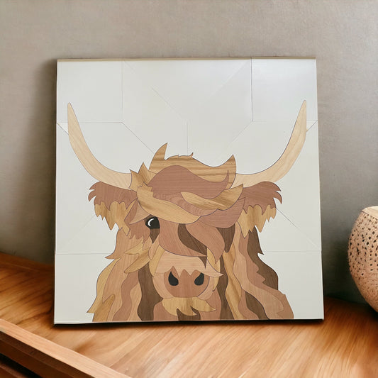 Inlay Highland Cow Wall Art 24" x 24"