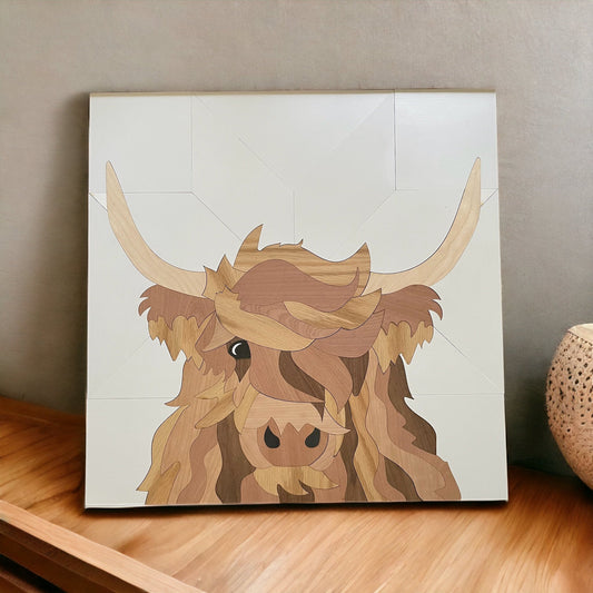 Inlay Highland Cow Wall Art 18" x 18"