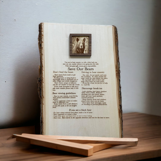 Live edge "Save Our Bears" wall hanging