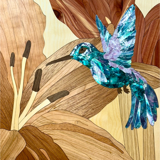 "Whispers of Flight: A Hummingbird's Dance" - Hummingbird Inlay