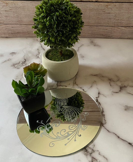 Engraved Hummingbird Mirror