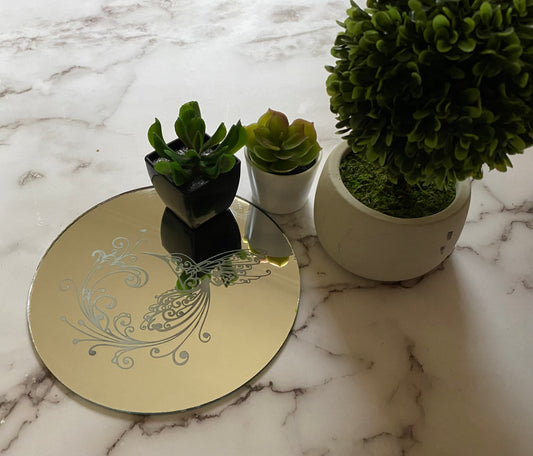 Engraved Hummingbird Mirror