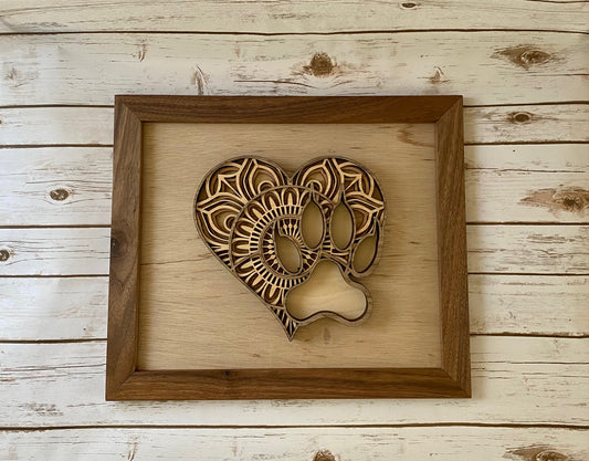 Paw Print on Our Hearts Mandala Framed Picture
