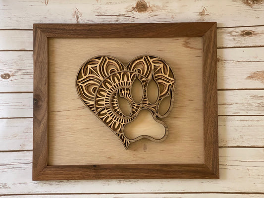 Paw Print on Our Hearts Mandala Framed Picture