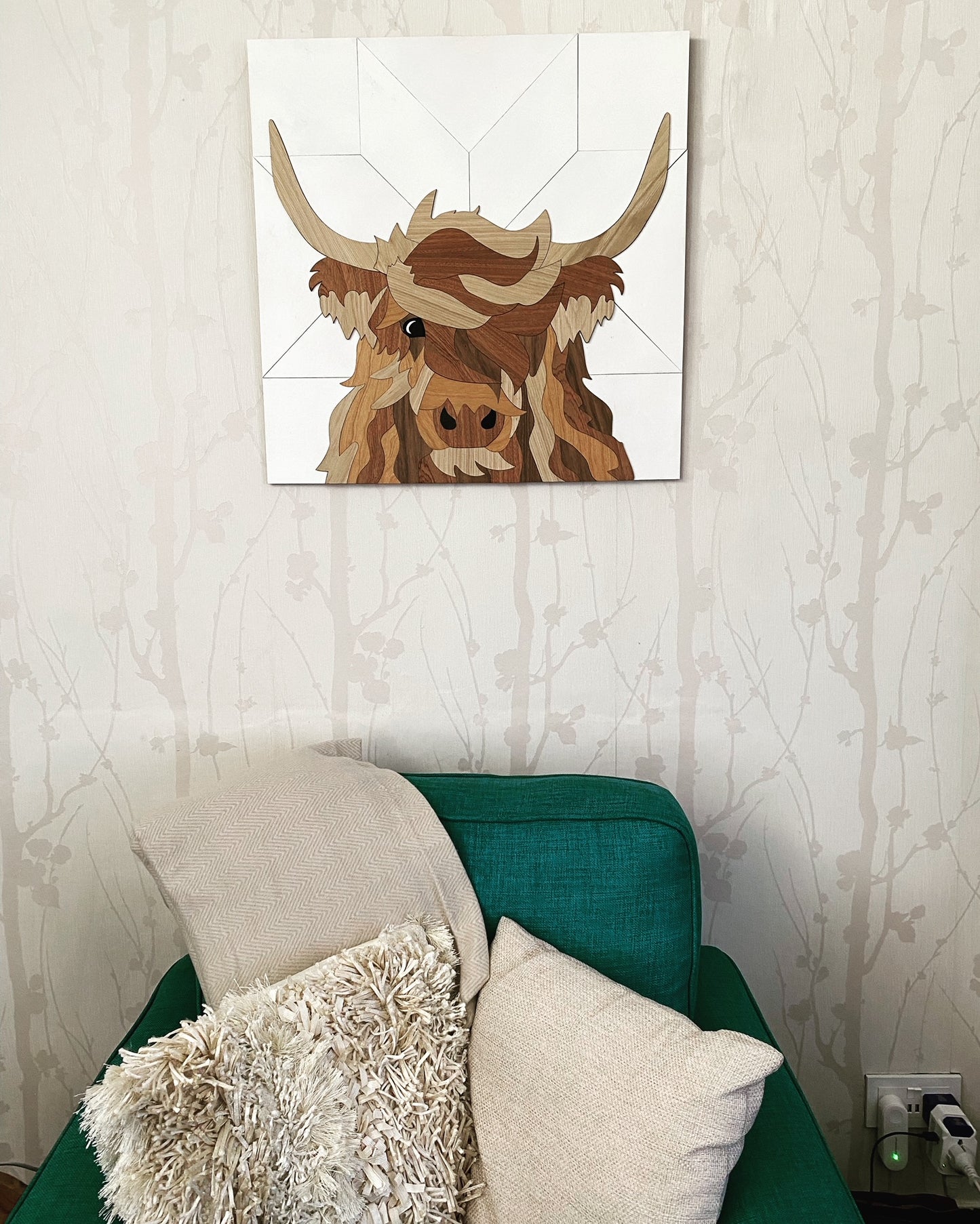 Inlay Highland Cow Wall Art 24" x 24"