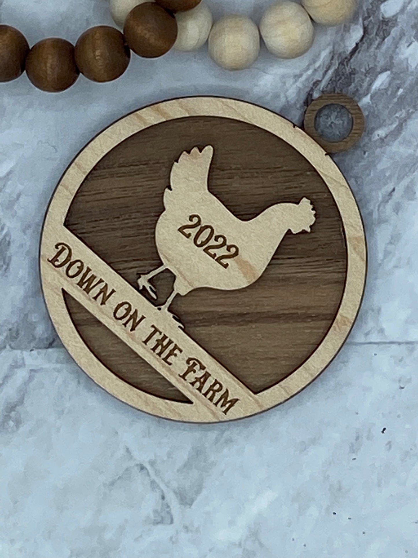 Customized Hen ornament for farm airbnb vrbo short term rental