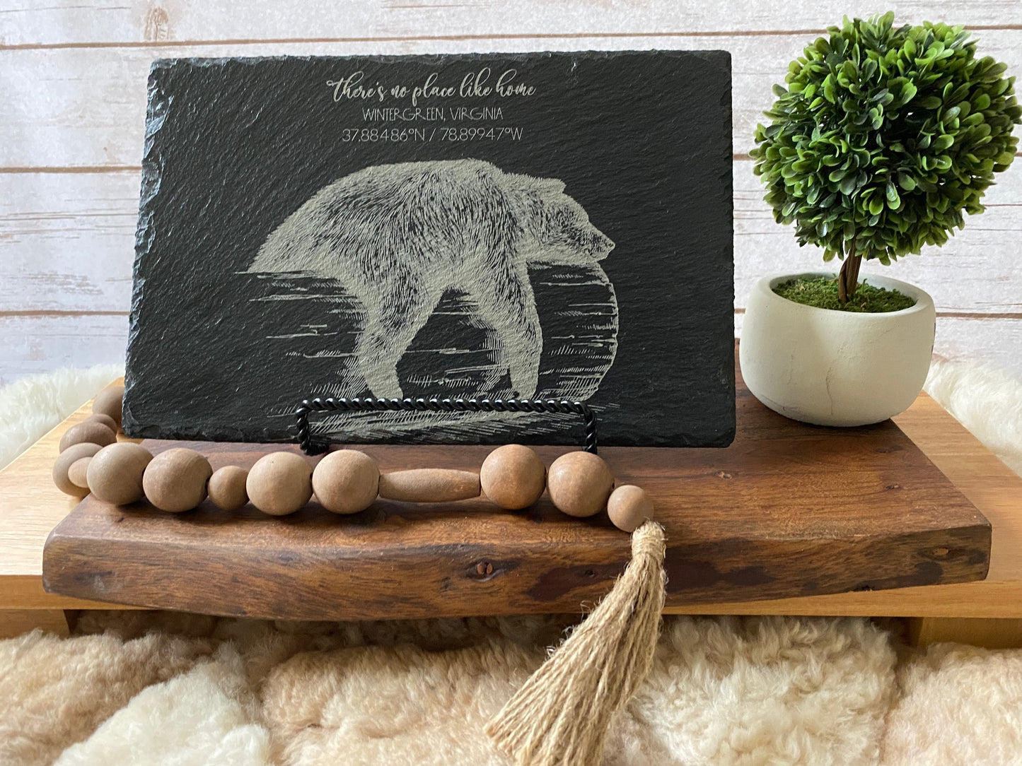 "Sleepy Bear" "There's No Place Like Home" Picture on Slate