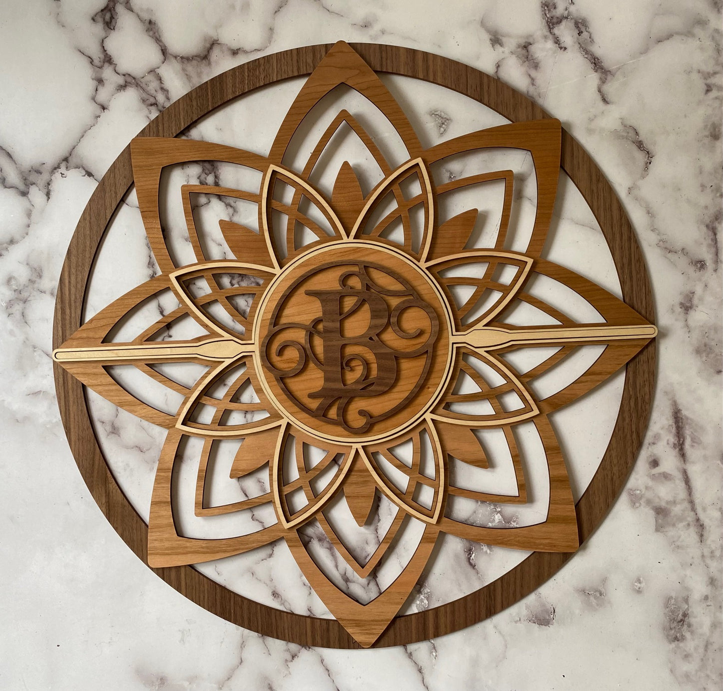 Filigree Flower Wall Art with Monogram Letter