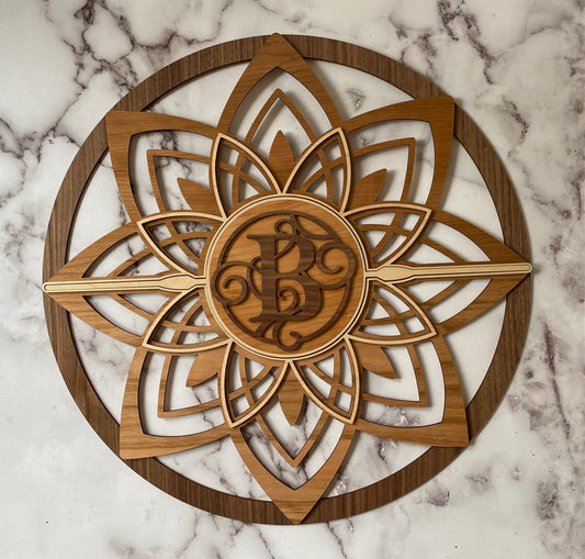 Filigree Flower Wall Art with Monogram Letter