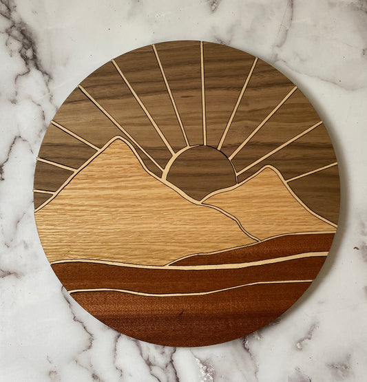 Inlay Mountainscape Walnut Sun – Sunrise Over the Peaks