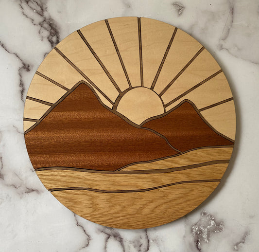 Inlay Mountainscape Maple Sun – Sunrise Over the Peaks