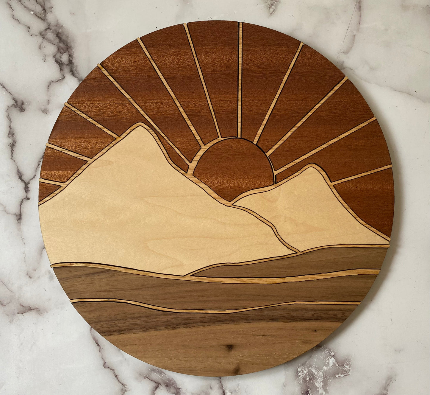 Inlay Mountainscape Mahogany Sun – "Sunrise Over the Peaks"