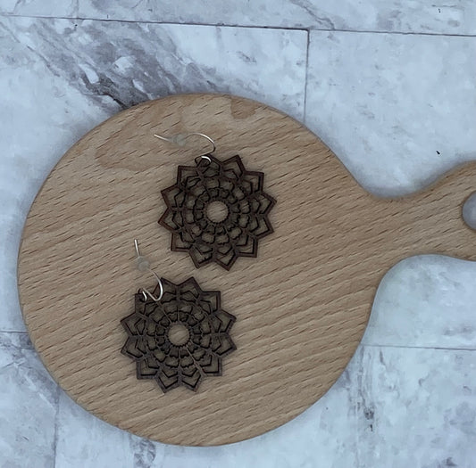 Walnut Geometric "Lace" Earrings