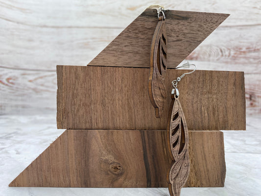 Swirl Design Walnut Drop Earrings