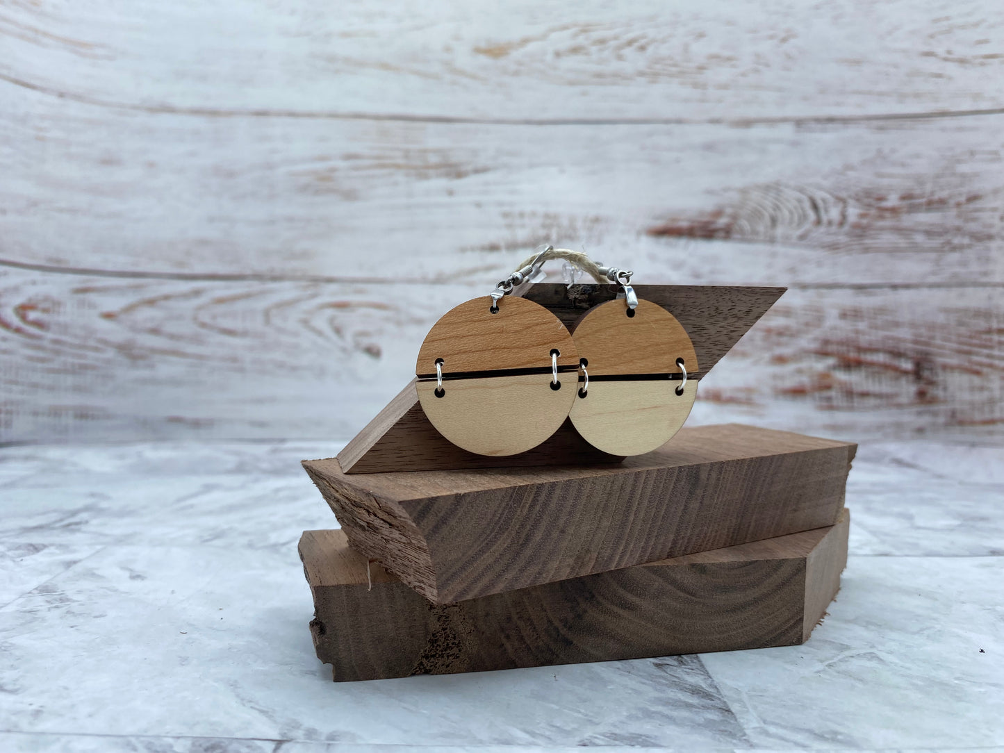 Cherry and Maple Hinged Drop Circle Earrings