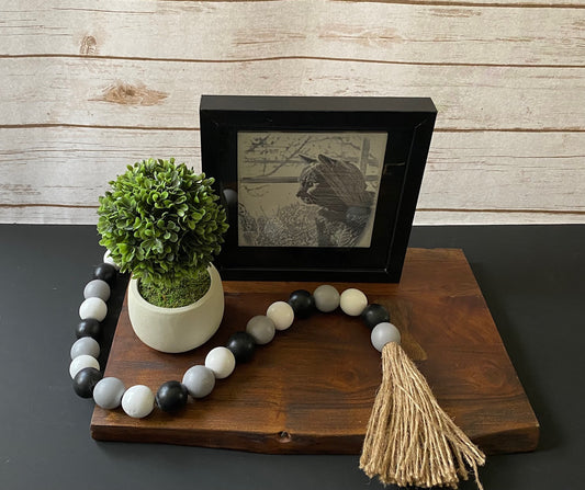 Pet Photo on Tile in 8" x 8" Shadow box frame with engraved mat