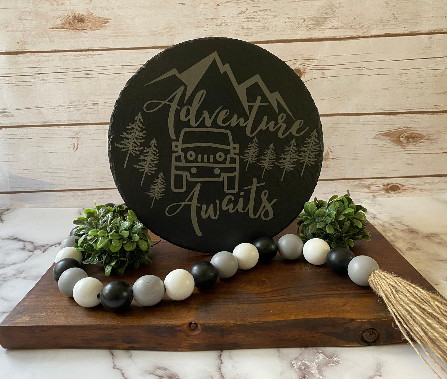 Adventure Awaits Jeep Slate Wall Hanging or Table Top Picture
