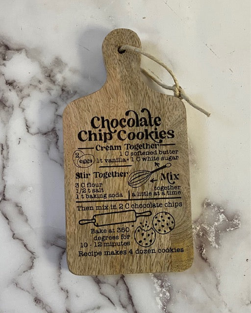 Mango 4" x 8" Paddle Board with Recipe for Homemade Chocolate Chip Cookies