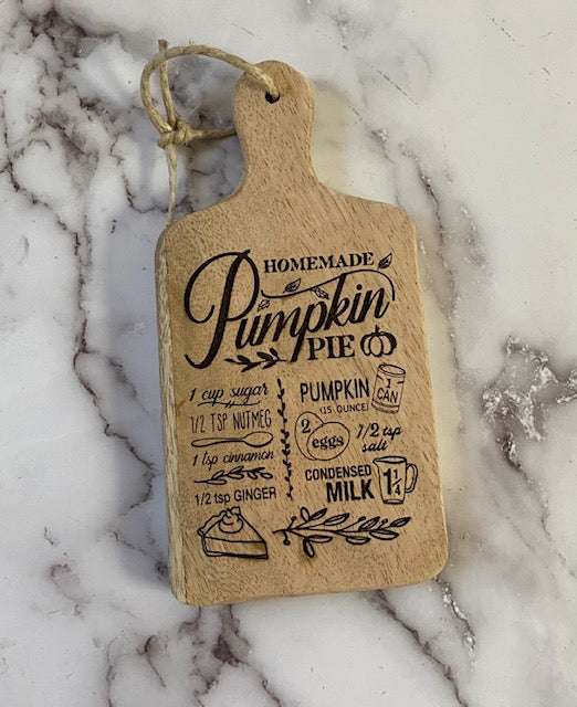 Mango 4" x 8" Paddle Board with Recipe for Homemade Pumpkin Pie