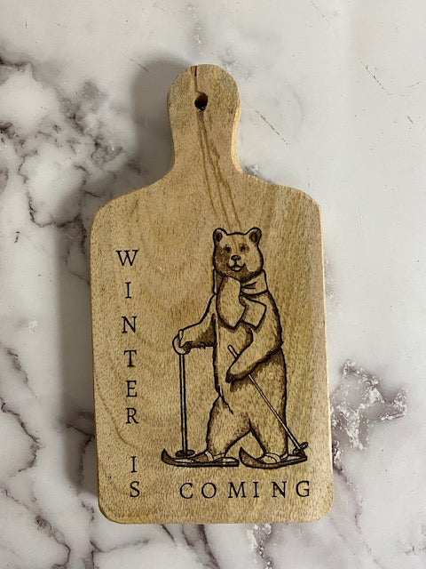 Mango 4" x 8" "Winter is Coming" Bear Skiing Paddle Board