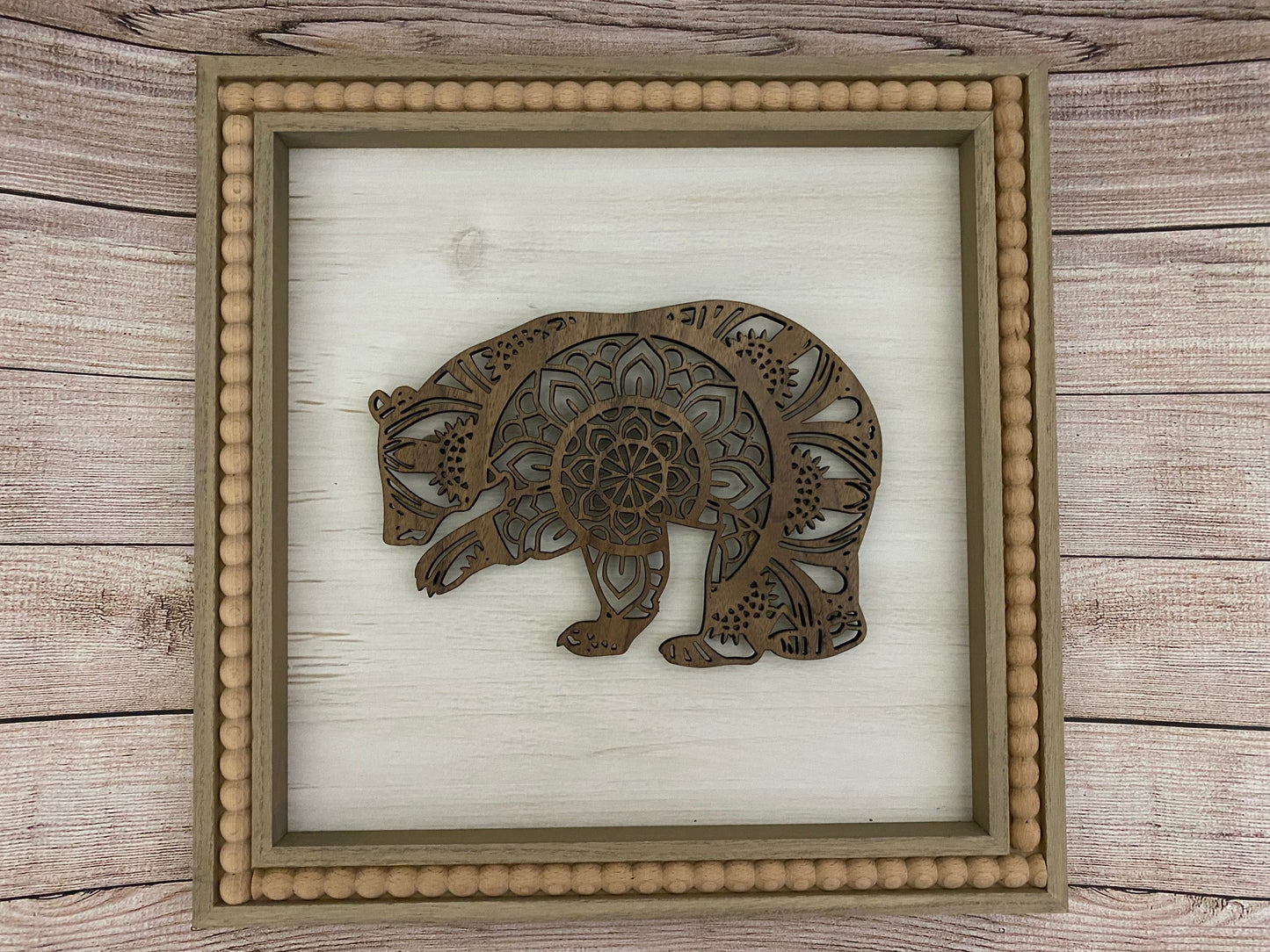 Walnut Mandala Roaming Bear Wall Art