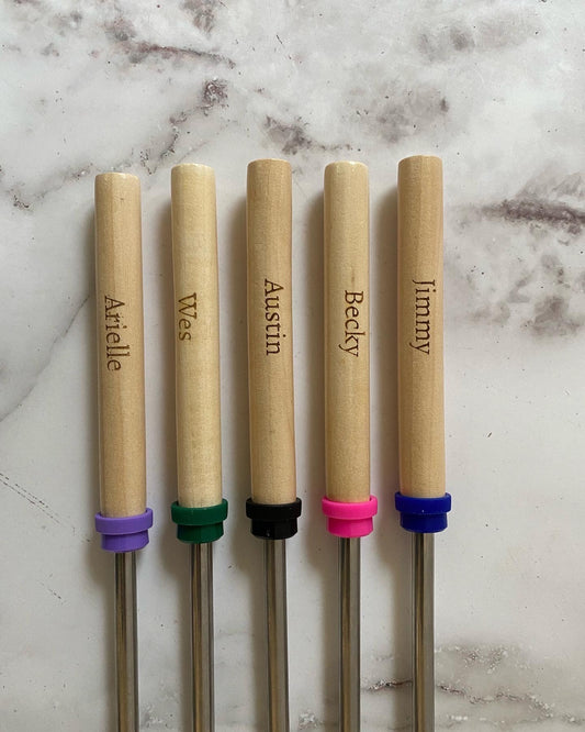 Personalized Telescoping Marshmallow Forks for S'mores