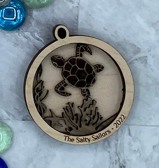Customized Branded Airbnb VRBO STR Host Items - Sea Turtle Ornament