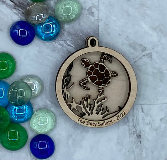 Customized Branded Airbnb VRBO STR Host Items - Sea Turtle Ornament