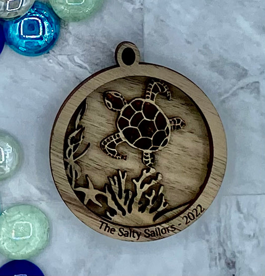 Customized Branded Airbnb VRBO STR Host Items - Sea Turtle Ornament