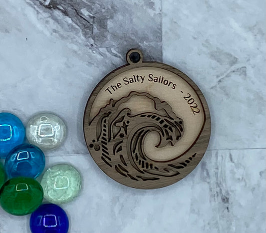 Customized Branded Airbnb VRBO STR Host Items Wave Ornament