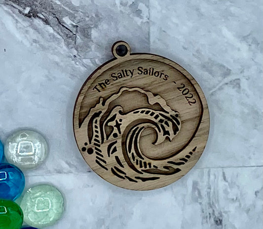 Customized Branded Airbnb VRBO STR Host Items Wave Ornament