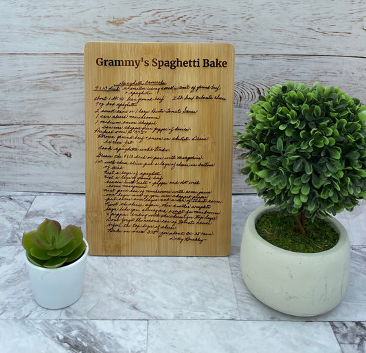 Personalized Keepsake Handwritten Recipe Bamboo Cutting Board