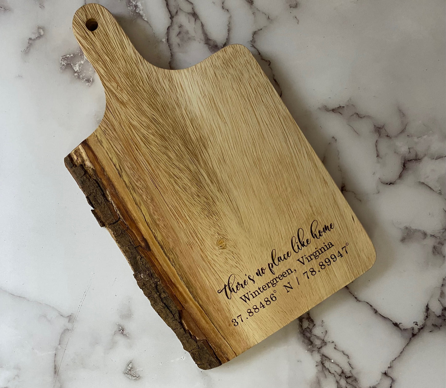 There's No Place Like Home and Coordinates Live Edge Charcuterie Board