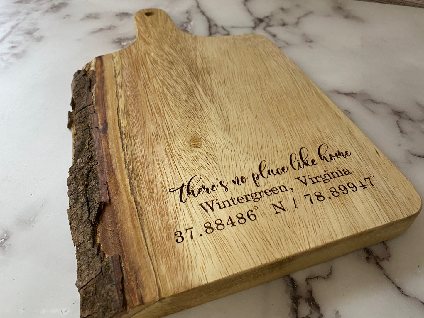 There's No Place Like Home and Coordinates Live Edge Charcuterie Board