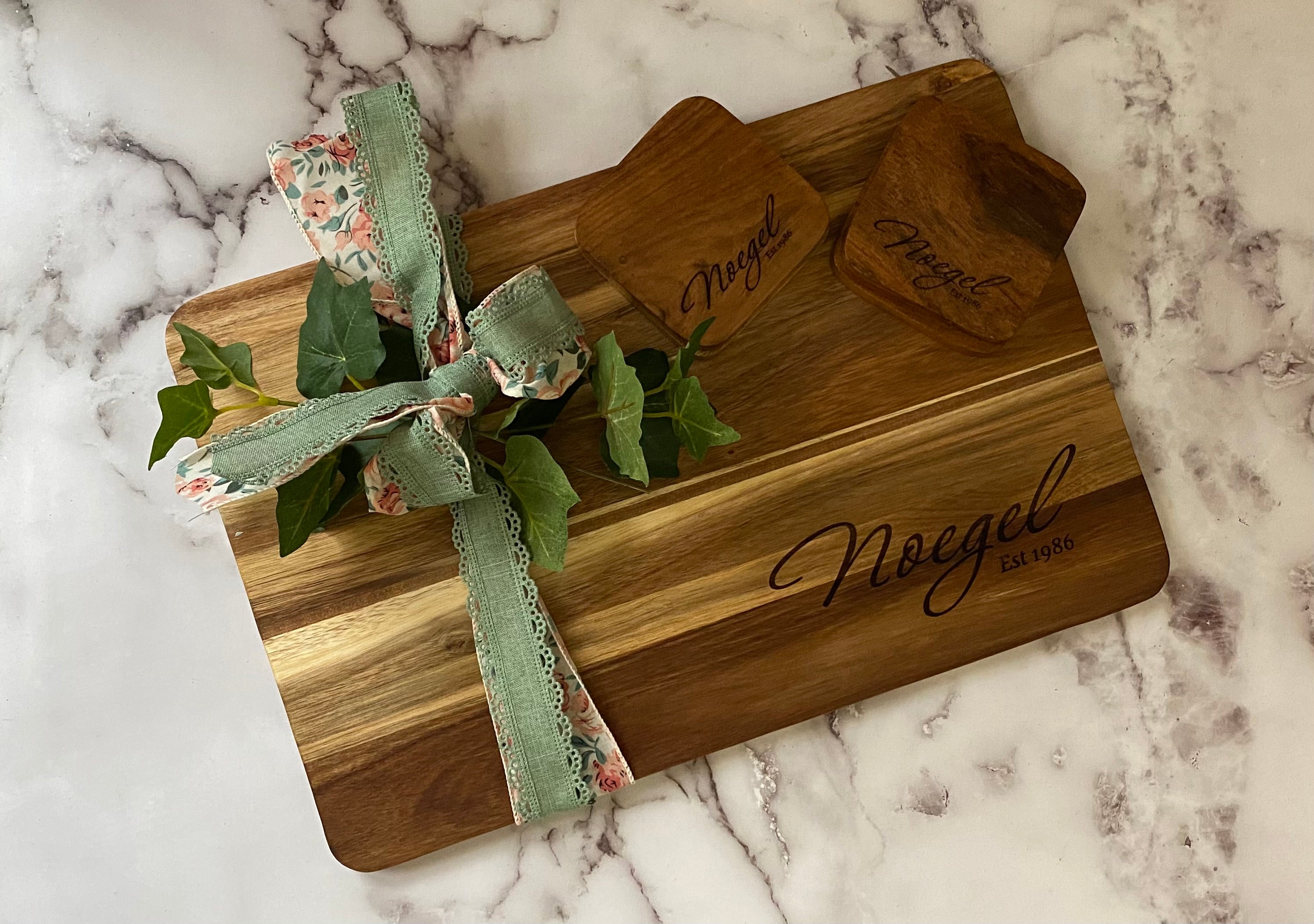 Customized Charcuterie Cutting Board and Coasters Gift Set – CrabtreeFalls  Designs