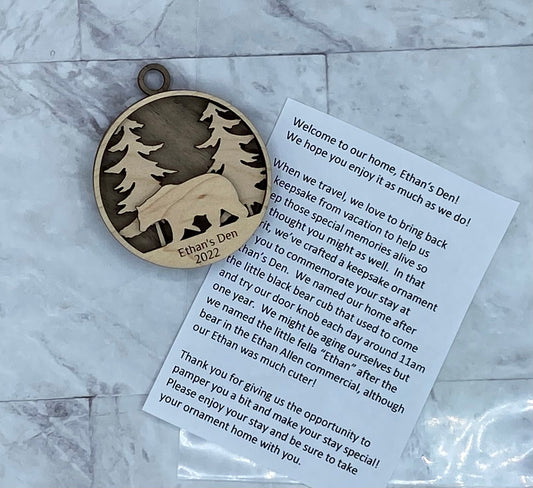 Customized Branded Airbnb VRBO STR Host Items - Bear in Forest Ornament