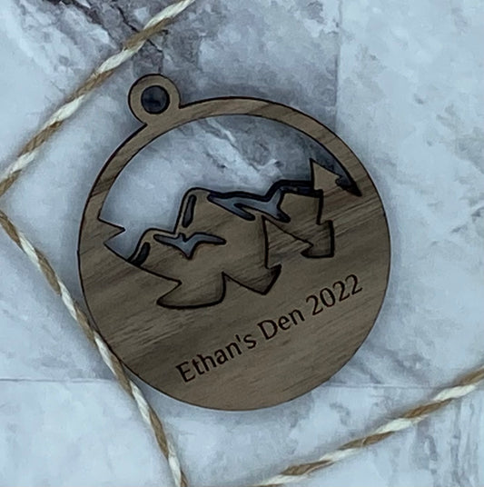 Customized Branded Airbnb VRBO STR Host Items Mountains and Forest Ornament