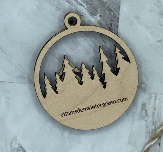 Set of 10 Personalized Mountains & Forest (Style 2) Ornaments or Magnets