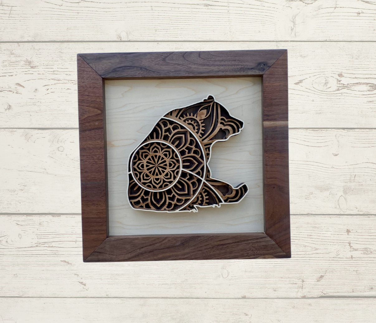 "Sitting Bear" Mandala Wall Decor