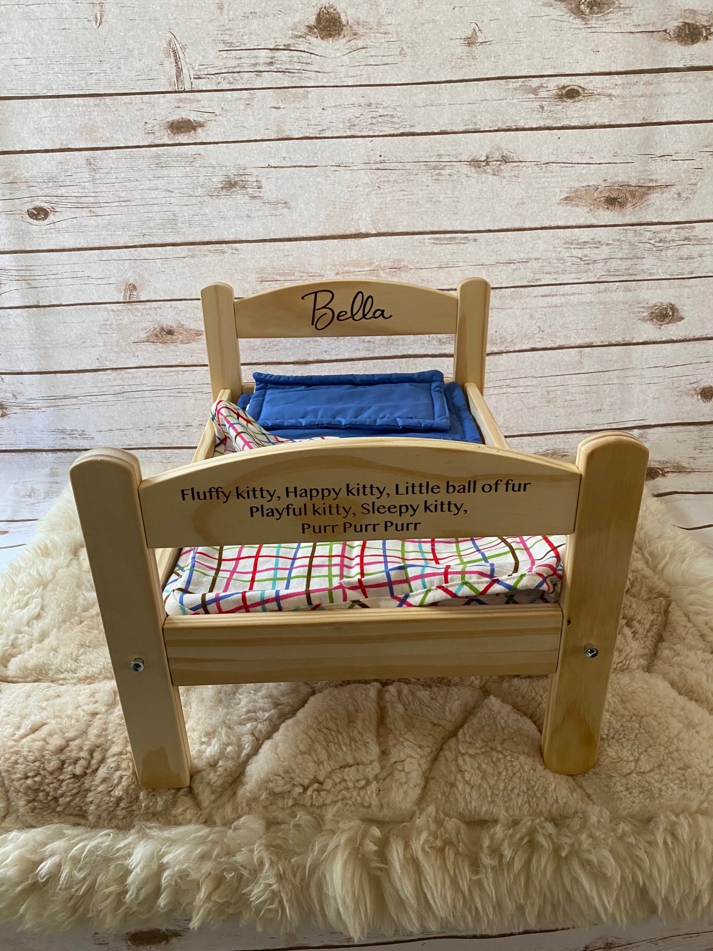 Personalized Wooden Cat Bed