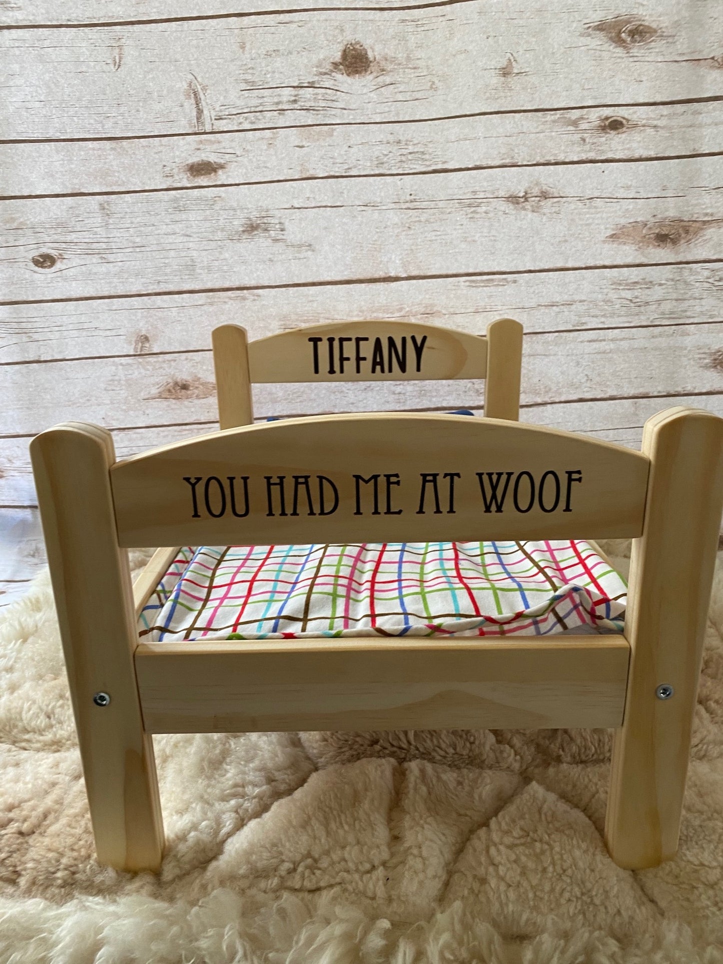 Small Dog Personalized Wooden Bed