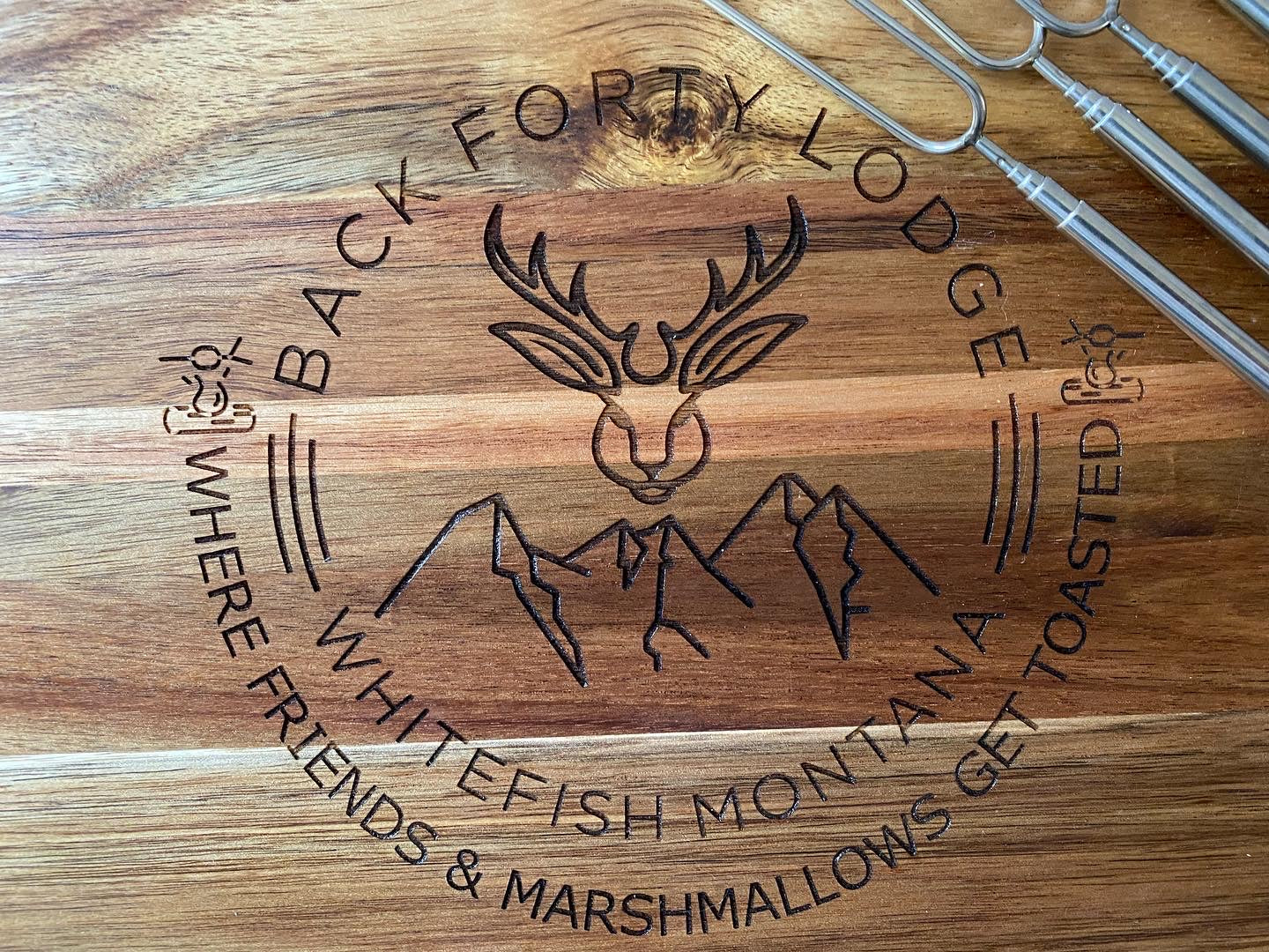 Branded S'mores Station Board and Set of 10 Roasting Forks for your Short-Term Rental/Airbnb/VRBO