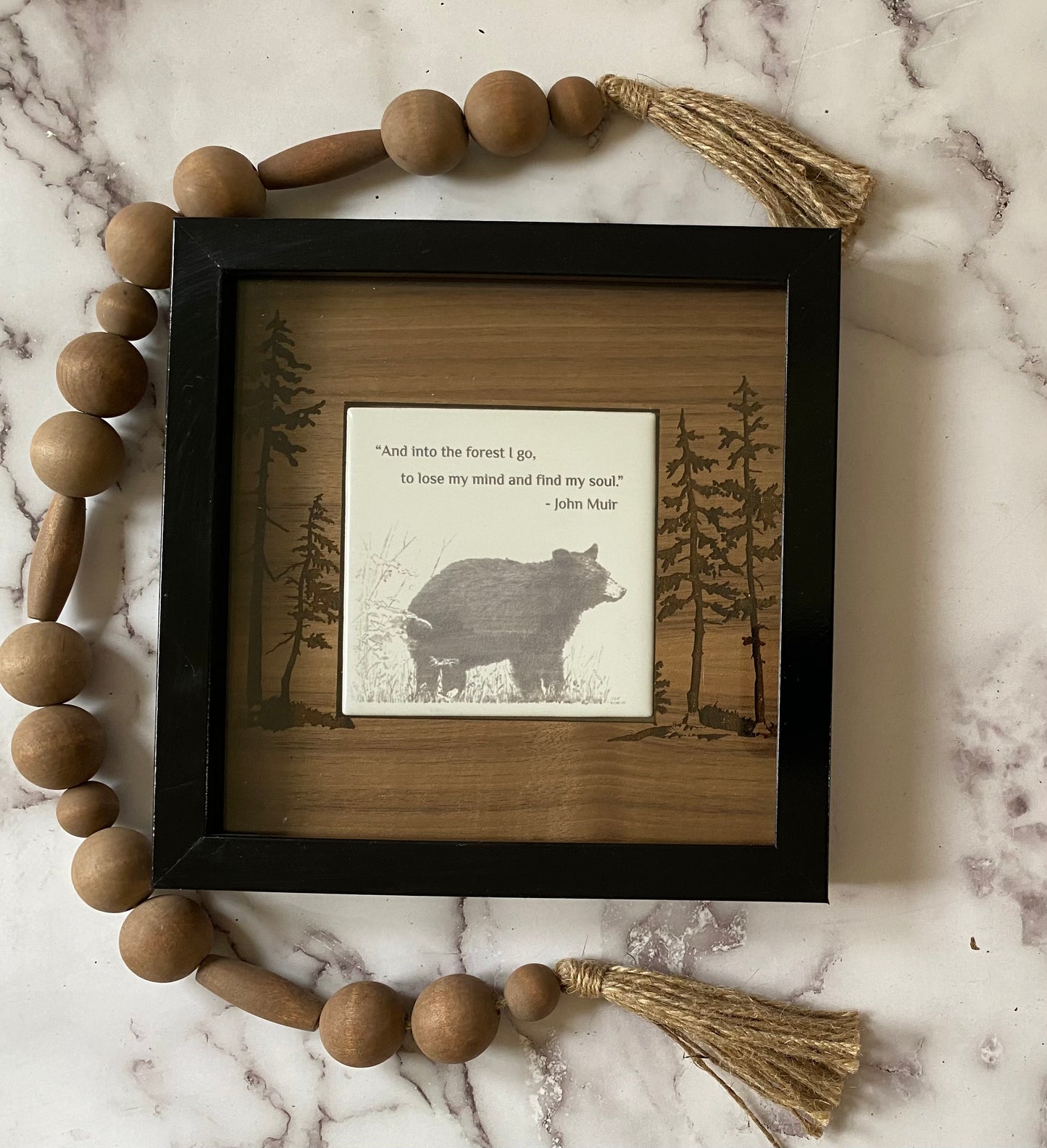 Mixed Media Bear in the Woods Shadow Box picture