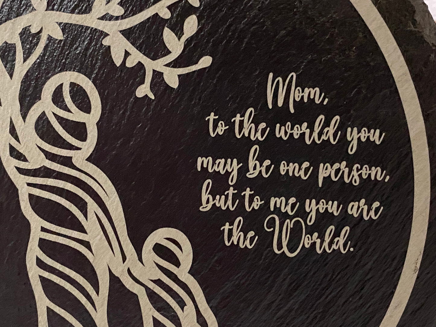 Mother and Child Tree of Life with Quote on Slate