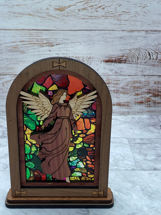 Traditional Stained Glass Angel Mantle Arch