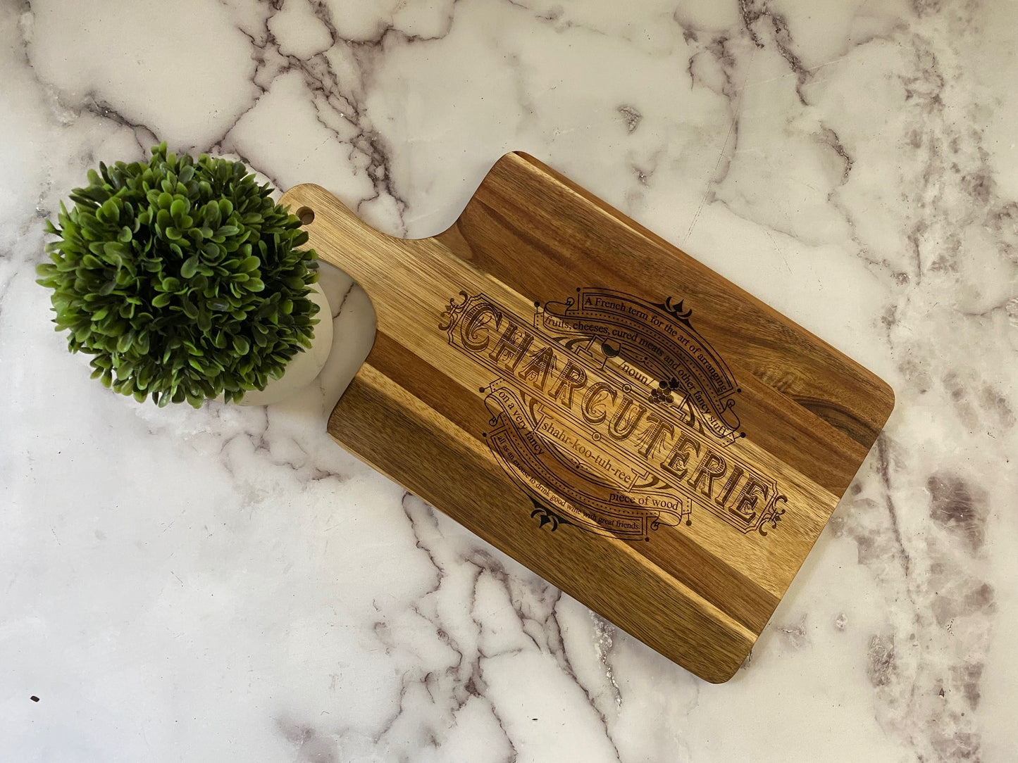 Vintage look "Definition of Charcuterie" paddle charcuterie board