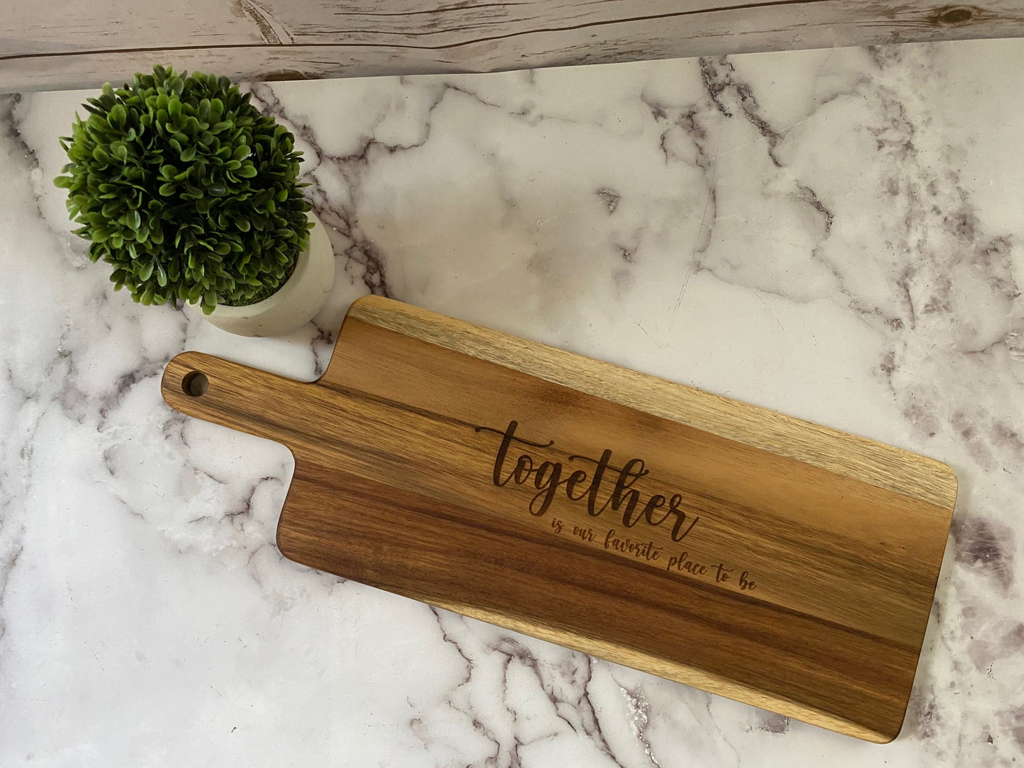 "Together is our Favorite Place to be" charcuterie paddle board