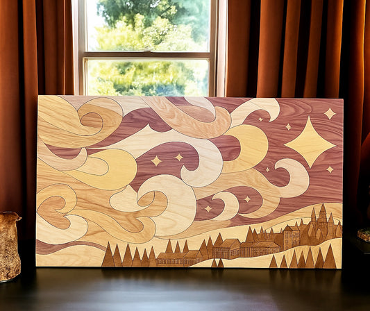 Winter Nacht - Wood Inlay Wall Art
